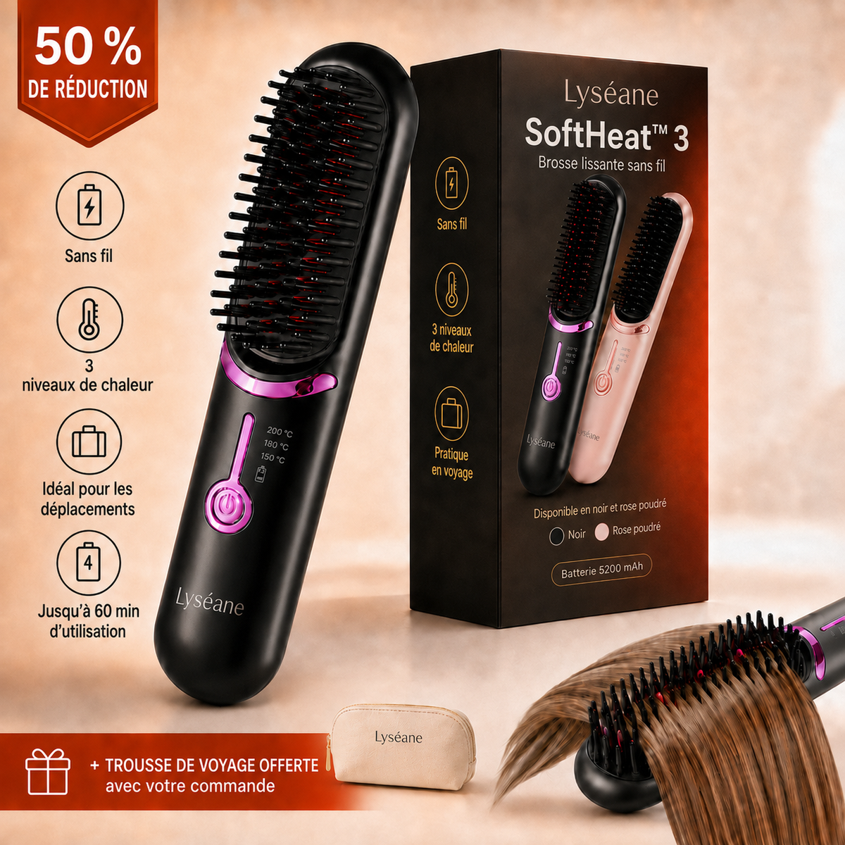 Manorra SoftHeat™ 3 | Brosse Lissante Sans Fil